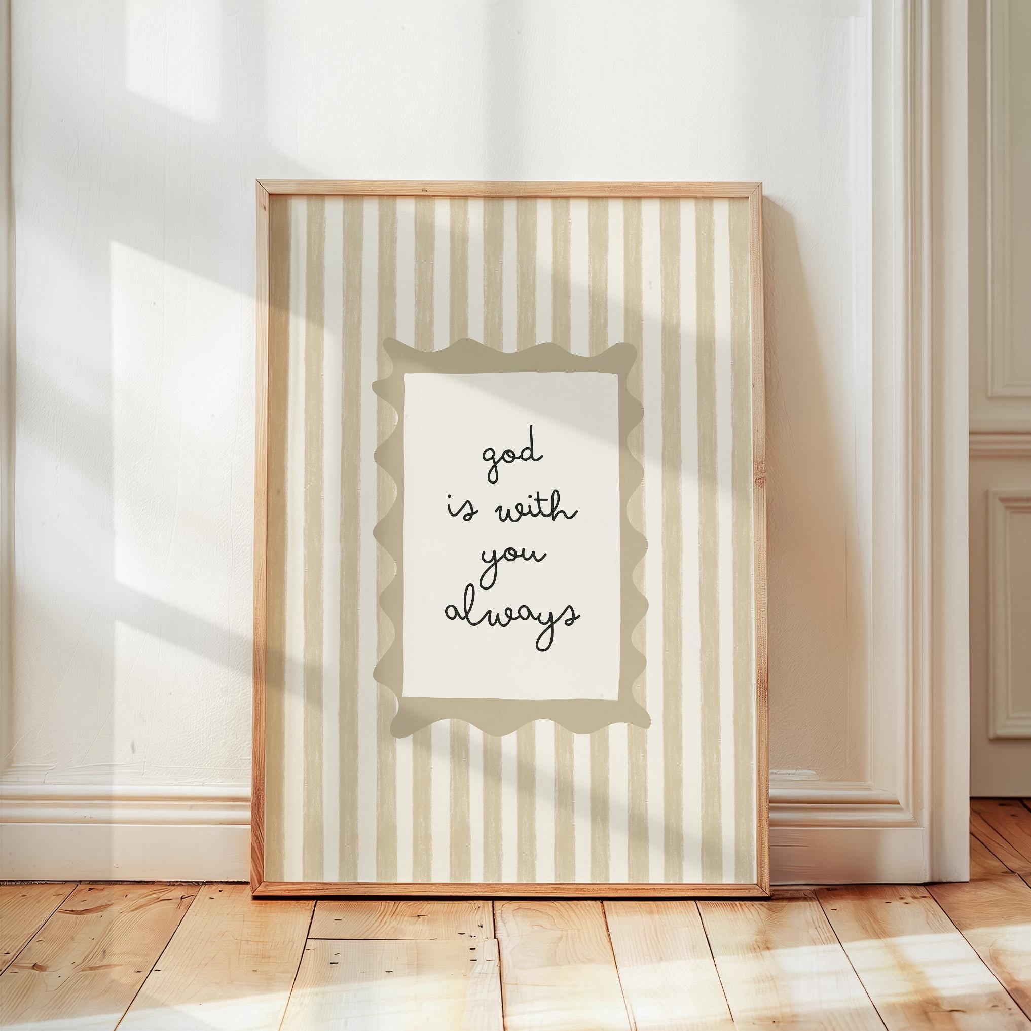 Megas God Is With You Christian Wall Art For Kids Room Striped Nursery ...