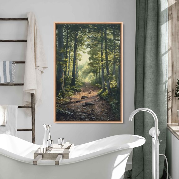 Megas Lush Forest Path Wall Art Poster Gift For Nature Lover Wooded Walkway Serene Outdoors Ready To Hang, Poster Home Decor, Poster Only