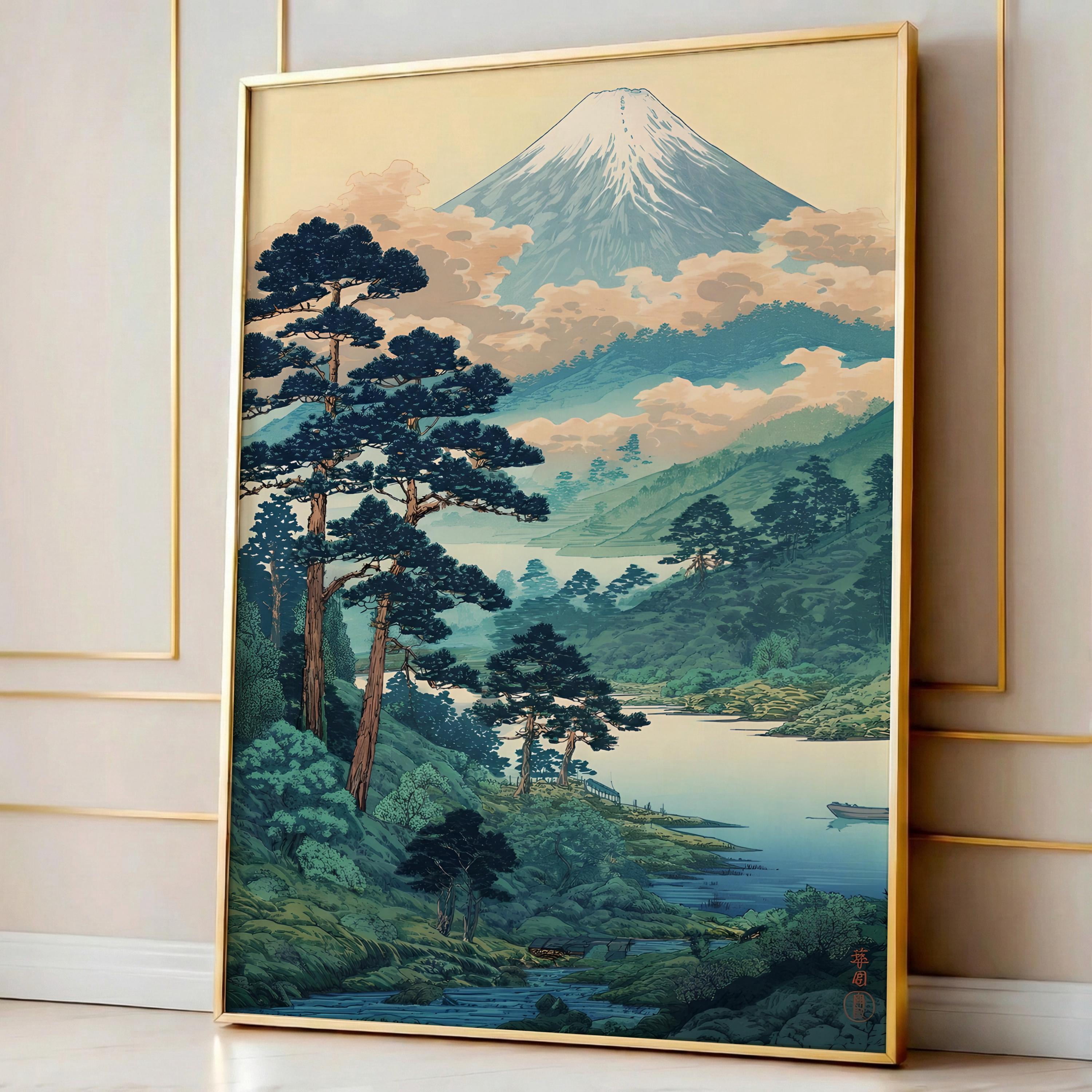 Megas Mount Fuji Wall Art Vintage Japanese Landscape Poster Ukiyoe ...