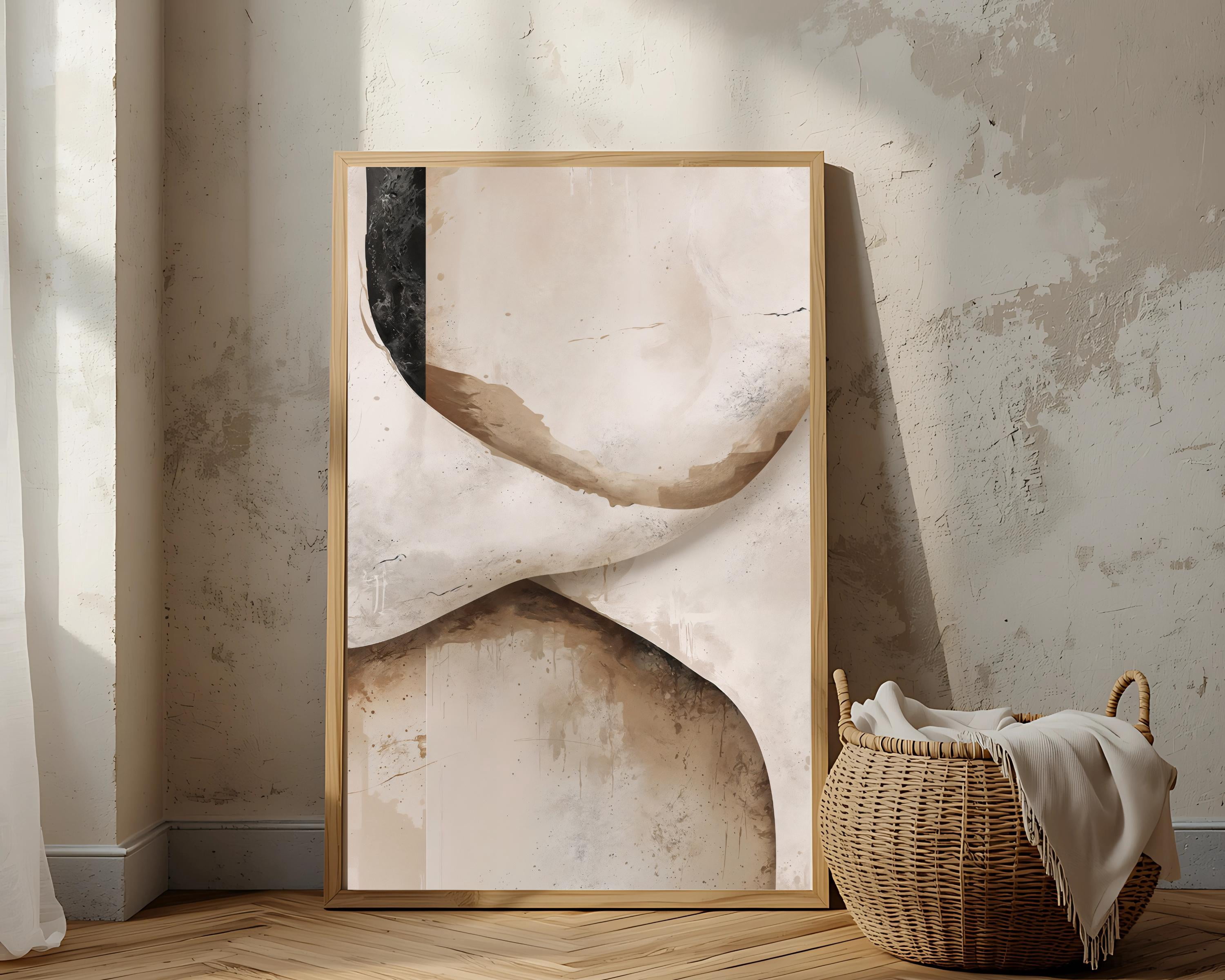 Megas Neutral Beige Abstract Japandi Wall Art Wabi Sabi Minimalist ...