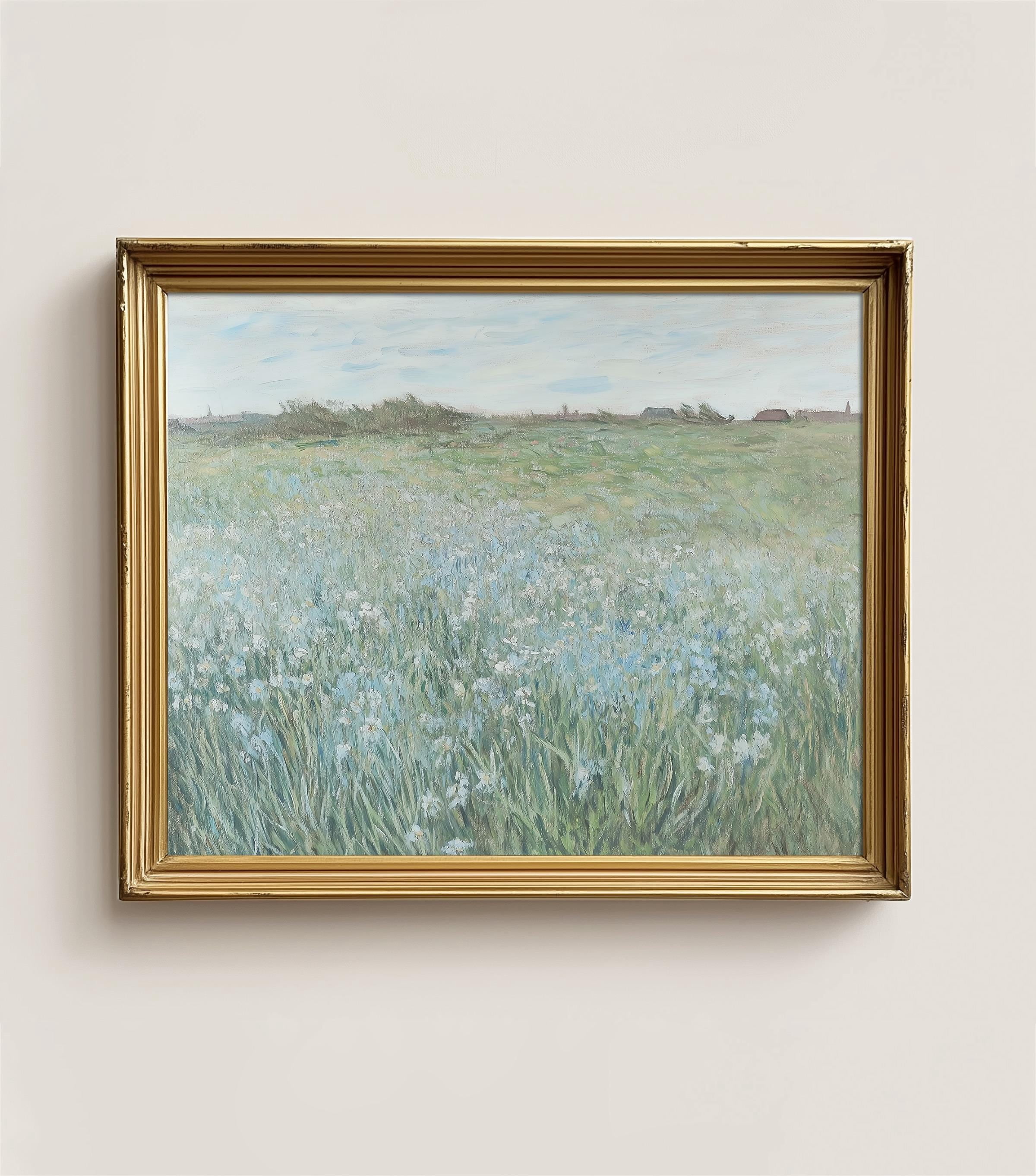 Megas Spring Meadow Painting Wall Art Vintage Wildflower Landscape Art ...