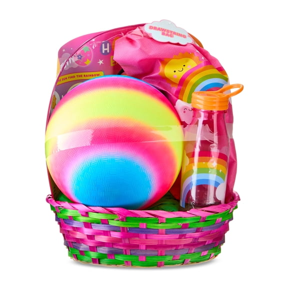 Pink Rainbow Ball Prefilled Easter Basket, by Megatoys