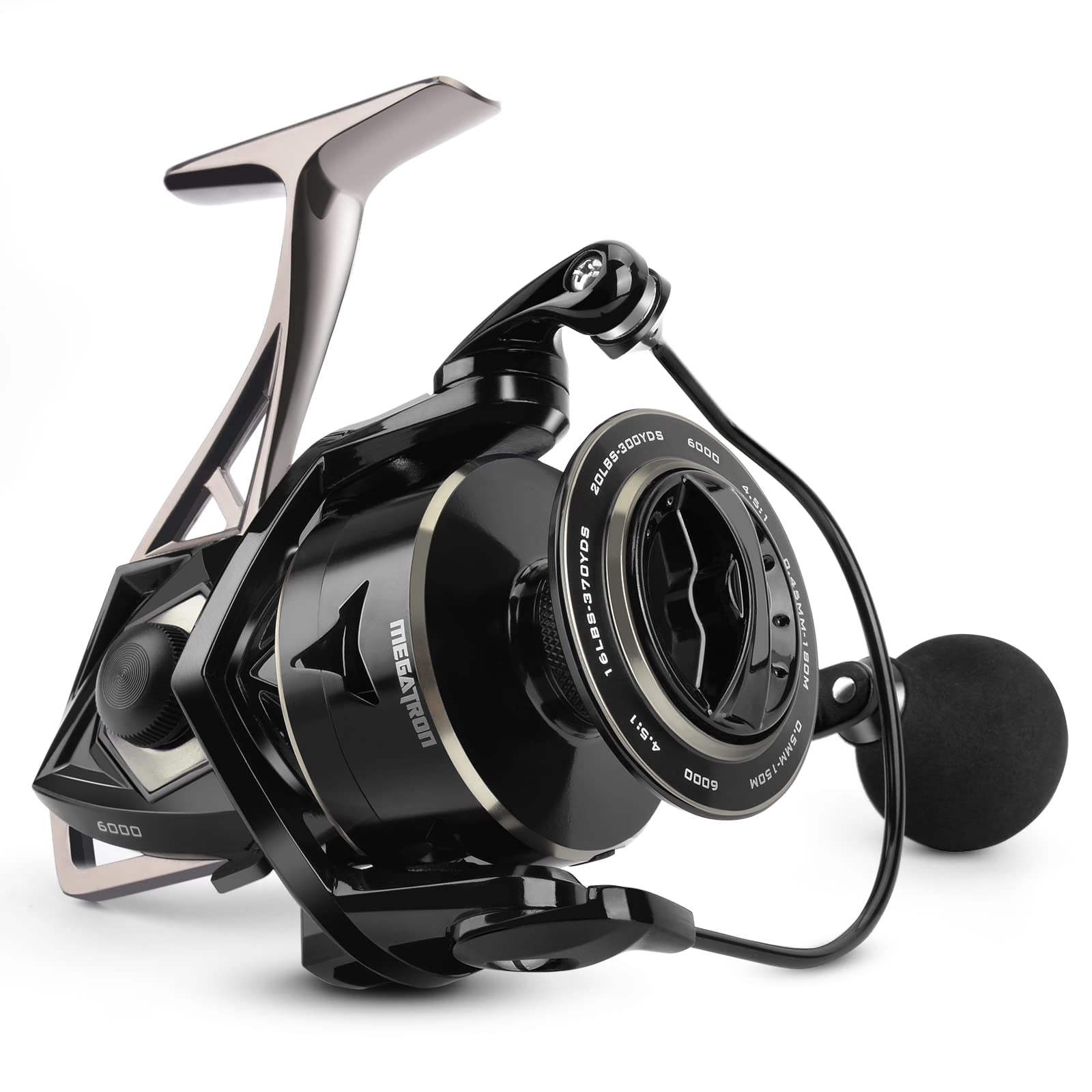 Megatron Spinning Reel  Freshwater And Saltwater Fishing Rigid Aluminum Frame 7+1 Double-shielded Stainless-steel Bb Over 30 Lbs. Carbon Drag Cnc Spool & Handle