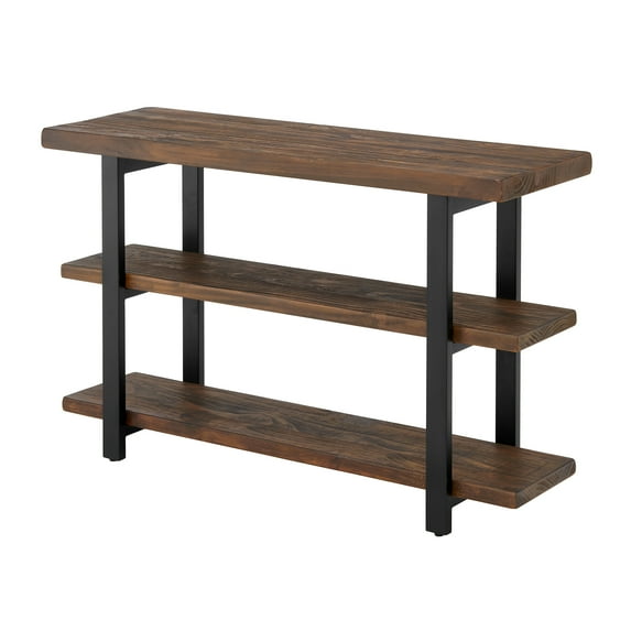 Alaterre Furniture Pomona 48" Solid Pine Wood Media Console Table with Metal Legs, Rustic Industrial
