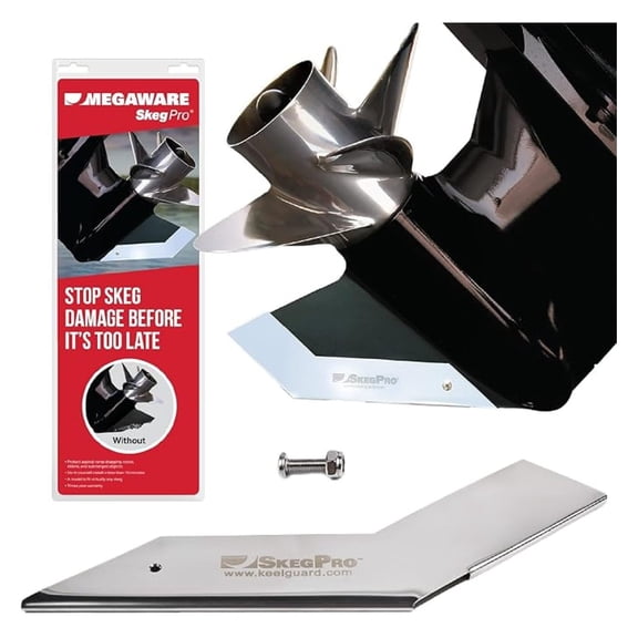 Megaware SkegPro 667 - Protects Against Damage from Ramp Dragging, Rocks, Debris and Submerged Objects - Stainless Steel Skeg Protector - Fits Mercruiser Bravo 1 & 3 1990-Present (No XR Sport)