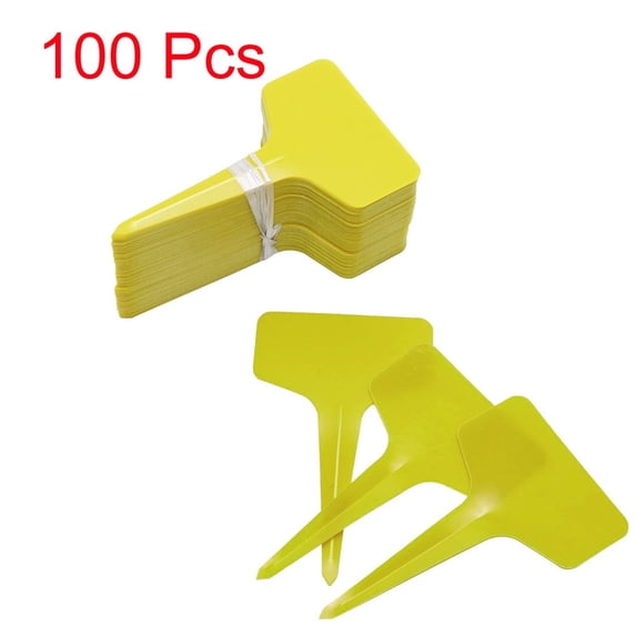 Meggemo 100 Pcs T Shape Garden Labels Plant Markers Durable Identification Tags Reusable Tags for Garden Flowers Vegetables Potted Plants
