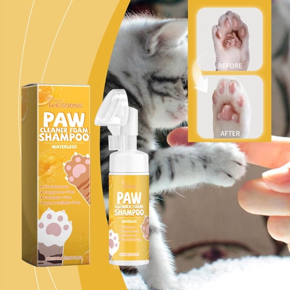 Meggemo 100ml Pet Paw Foam Cleaner No Rinse Gentle Formula Safe for Pet Paws Removes Dirt Mud Debris Leaves Paws Clean