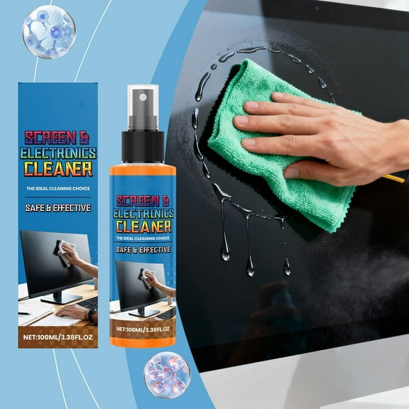 Meggemo 100ml Screen Cleaner Spray Safe Formula Cleans Dust Fingerprints from Phone Laptop TV Screens Multi Device Use