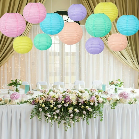Meggemo 12 Pcs Round Hanging Paper Lanterns Set Green Decorative Lanterns for Rustic Holiday Wedding Birthday Party Home Indoor Outdoor