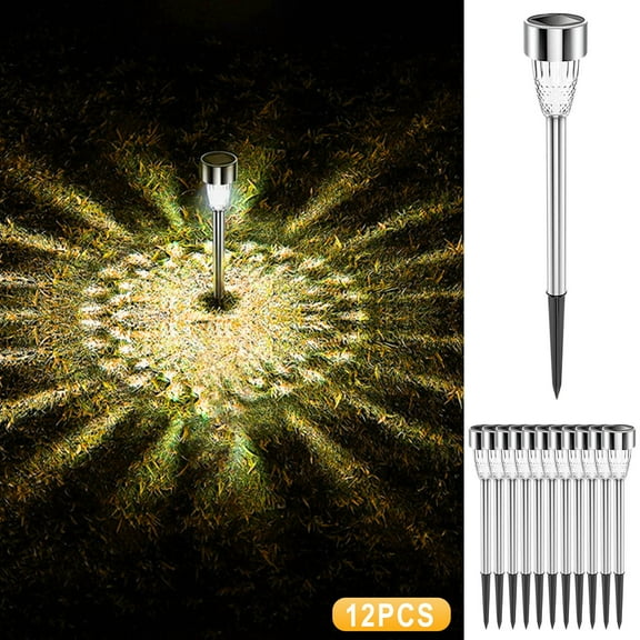 Meggemo 12 Pcs Solar Outdoor Light Garden Light Waterproof Solar Powered Light Auto On Off Bright Energy Saving Lighting for Garden Yard Lawn