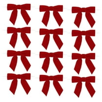 Meggemo 12PCS Christmas Velvet Ribbon Bows With Magic Wand Decorative Ornaments Cute Pieces for Tree Wreath Holiday Decor