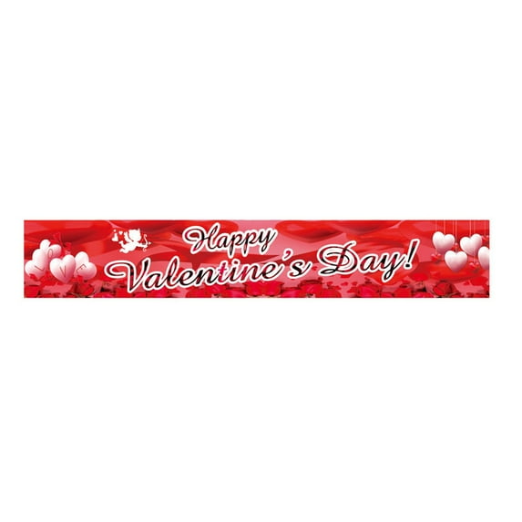Meggemo 15.7 x 94.5 Inches Valentine's Day Banner Backdrop Cloth Romantic Party Decor Background for Home Outdoor Festival
