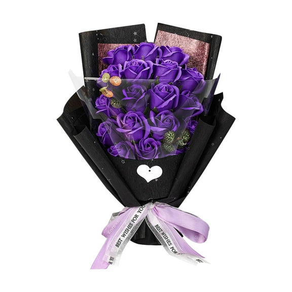 Meggemo 18 Heads Artificial Rose Soap Flower Bouquet Gift Box Valentine's Day Romantic Present for Girlfriend Wife Anniversary