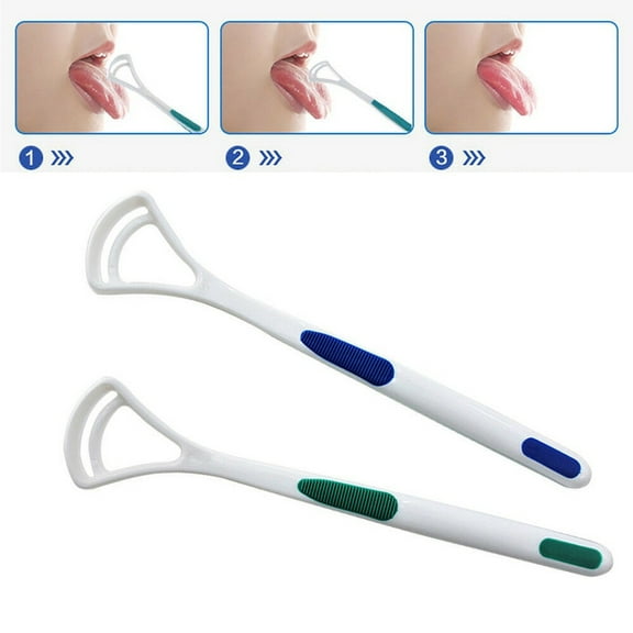 Meggemo 2 PCS Tongue Scraper and Cleaner Soft Bristle Tool for Oral Hygiene Removes Tongue Coating Improves Fresh Breath Hygienic Reusable