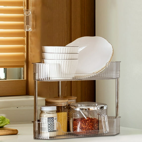 Meggemo 2 Tier Kitchen Countertop Triangle Storage Rack Corner Organizer for Spices Condiments Utensils Space Saving Home Kitchen