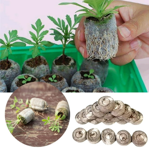 Meggemo 20 Pcs 1.180.39 Inches Non Woven Seedling Nutrient Block Compressed Seedling Block for Home Garden Indoor Outdoor Seed Germination Supplies