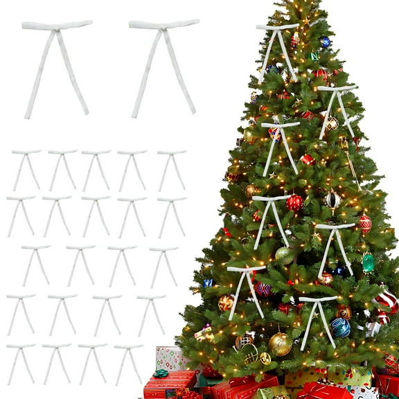 Meggemo 24 Pack Velvet Christmas Tree Bows Garland Decor Ornaments for Home Holiday Season Tree Decorations Soft Texture Vibrant Color for Xmas Tree Garland Wreath Door Gift Wrapping Decor