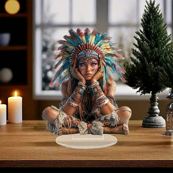 Meggemo 2D Desktop Decoration Stand Up Ornament Festive Christmas Figurine for Home Office Desk Holiday Season Table Decor