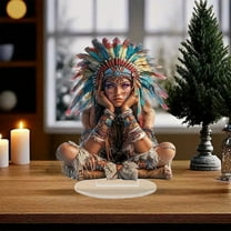 Meggemo 2D Desktop Decoration Stand Up Ornament Festive Christmas Figurine for Home Office Desk Holiday Season Table Decor