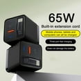 thumbnail image 1 of Meggemo 3 In 1 Charger Retractable Phone Charger Wall Plug With Scalable 65w Max Fast Charging Module Type C Cable And 2 USB Ports For Phone Laptop, 1 of 8