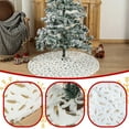 thumbnail image 1 of Meggemo 36 Inch White Plush Christmas Tree Skirt Gold Foil Feather Detail Soft Decor for Home Xmas Tree Party, 1 of 7