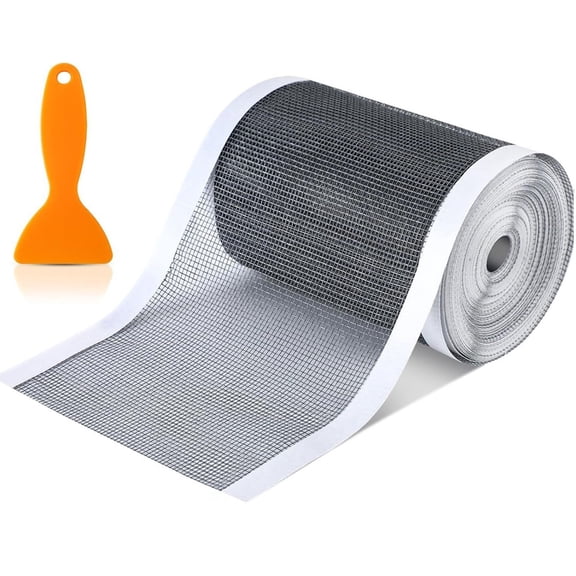 Meggemo 4 Inch x 33 Foot Disposable Shower Drain Hair Catcher Mesh Screen with Scraper Prevents Clogs Easy to Cut and Install