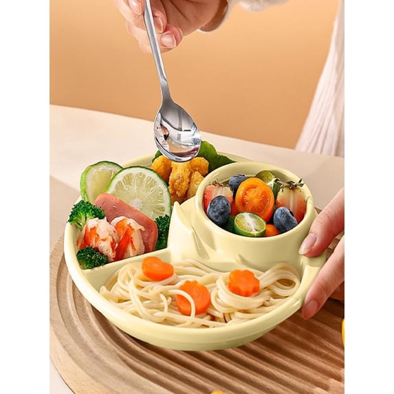 Meggemo 7.68 inch Round Four Compartment Meal Plate Freely combine ingredients Stylish and lightweight weight loss plate designed for portion control and fitness enthusiasts