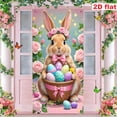 thumbnail image 1 of Meggemo 71x35 Inches Easter Door Cover Party Decoration Hanging Banner Polyester Fabric Spring Holiday Front Door Decor Welcome Sign, 1 of 6