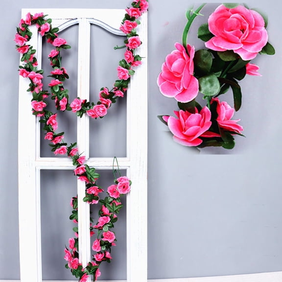 Meggemo 8.2 Feet Artificial Rose Vine Garland Fake Flower Silk Plant Decor Multicolor Reusable Winter Holiday Decor for Indoor Outdoor Home Party
