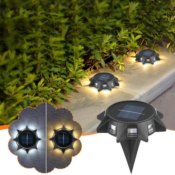 Meggemo 8 LED Solar Underground Light New Outdoor Ground Plug Lawn Lamp Waterproof Warm Light Solar Light for Home Garden Yard Villa Outdoor Landscape Lighting