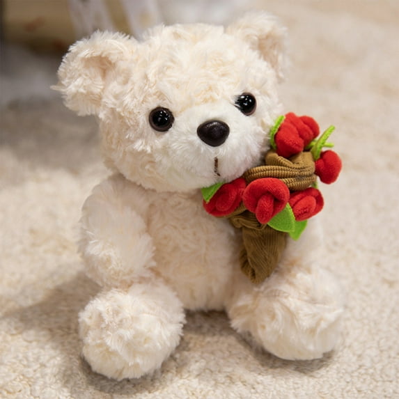 Meggemo Bear Plush Toy Teddy Bear Rose Bear Doll Cute Stuffed Toy Romantic Birthday Gift for Girlfriend Valentine's Day Holiday Gifting Celebration