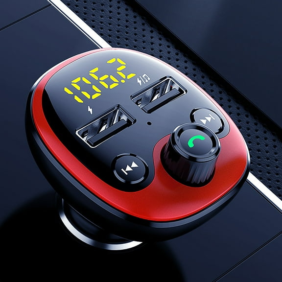 Meggemo Car MP3 Bluetooth Player TF Card USB Charging Hands Free Calling FM Transmitter Wireless Audio Streaming for Vehicle Use Daily Commute
