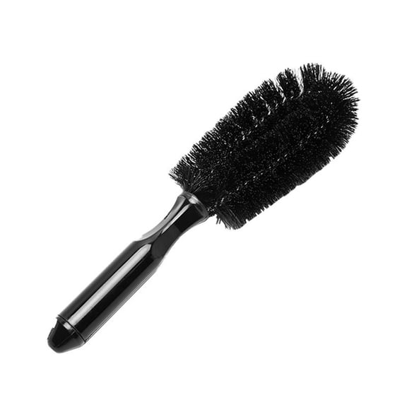 Meggemo Car Wheel Cleaning Brush Set Round Head Straight Long Handle for Rim Tire Spoke Hub Detail Scrubbing Stiff Bristles Auto Care Tool Dual Pack