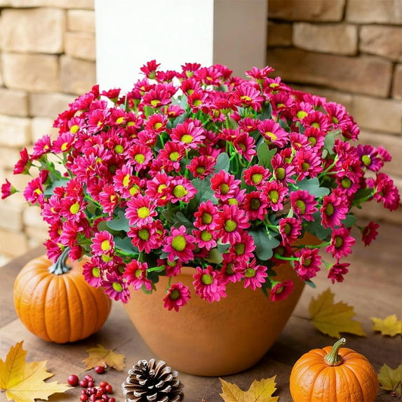 Meggemo Chamomile Flower Bush Artificial Faux Plant for Outdoor Garden Patio Porch Window Box Home Yard Decoration Spring Summer