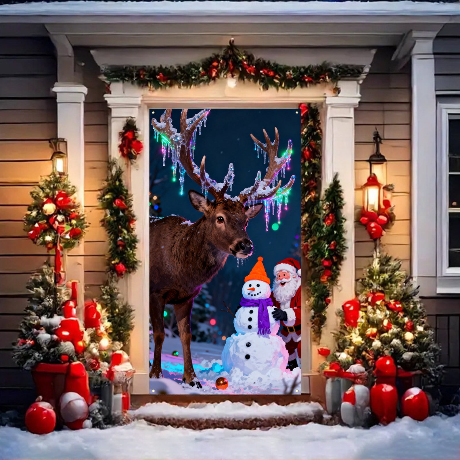 Meggemo Christmas Door Cover Hanging Decor Xmas Entryway Ornament