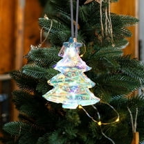 Meggemo Christmas LED Lighted Hanging Ornaments Sparkling Light Sign Xmas Tree Decorations Battery Operated Winter Holiday Party Home Indoor Outdoor Decor