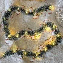 Meggemo Christmas Tinsel Garland String Lights Santa Snowman Tree Design Festive Lights for Window Party Home Indoor Outdoor Holiday Season Ambience Decor