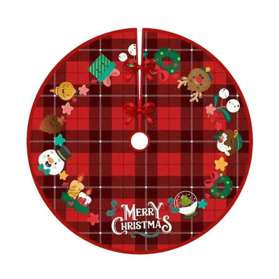 Meggemo Christmas Tree Skirt Flocked Decorative Tree Base Cover for Christmas Tree Decoration Holiday Home Party