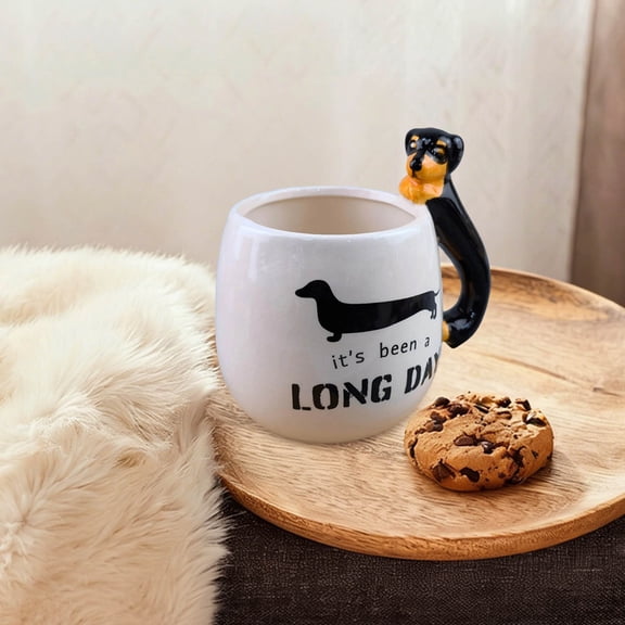 Meggemo Dachshund Ceramic Mug Funny Dog Themed Coffee Cup Durable Creative Drinkware for Home Office Coffee Tea Dog Lover Gift
