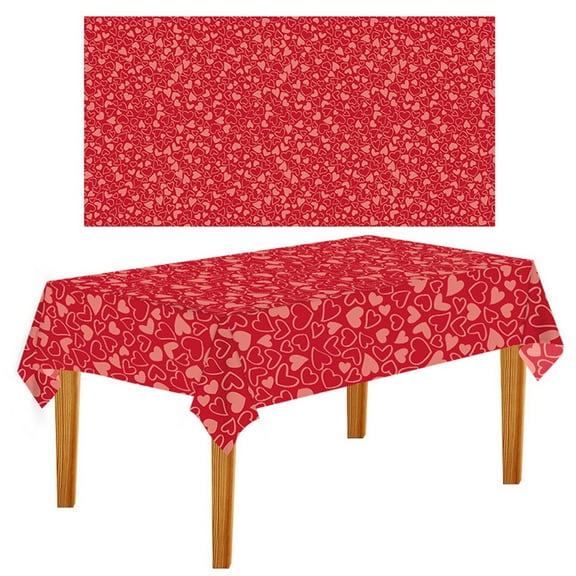 Meggemo Disposable Valentine's Day Heart Backdrop Tablecloth Set for Proposal Party Wedding Romantic Scene Setting Decor