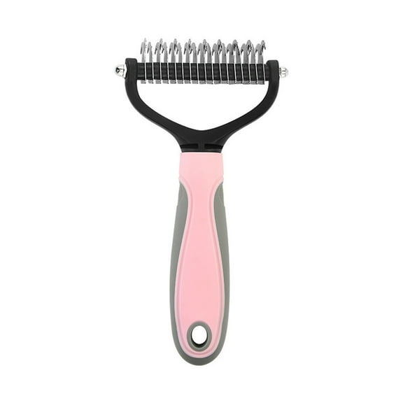 Meggemo Dual Sided Stainless Steel Pet Grooming Brush Dematting Deshedding Tool for Dogs Cats Effective Tangled Hair and Loose Fur Remover