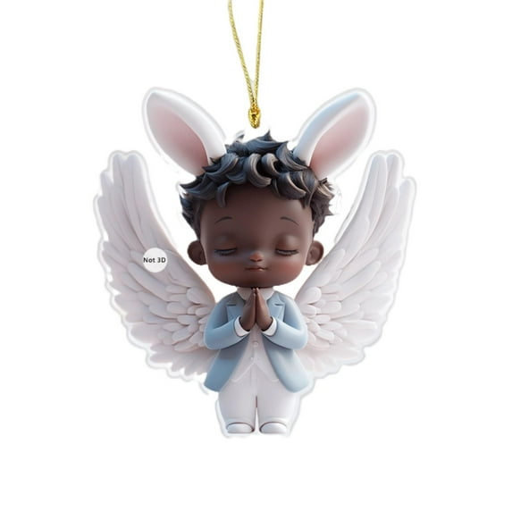 Meggemo Easter Angel With Wings Acrylic Small Ornaments Car Interior Hanging Charms For Vehicle Home Wall Door Festive Holiday Decor Accessories