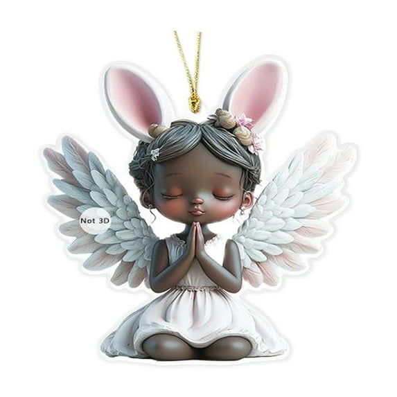 Meggemo Easter Angel With Wings Acrylic Small Ornaments Car Interior Hanging Charms For Vehicle Home Wall Door Festive Holiday Decor Accessories