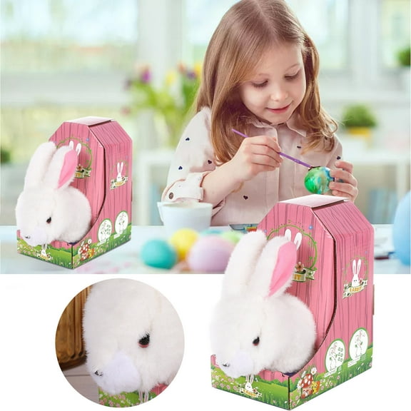 Meggemo Easter Bunny Animated Hopping Plush Toy s Electric Gift for Spring Festival Fun Requires 2 AA Batteries