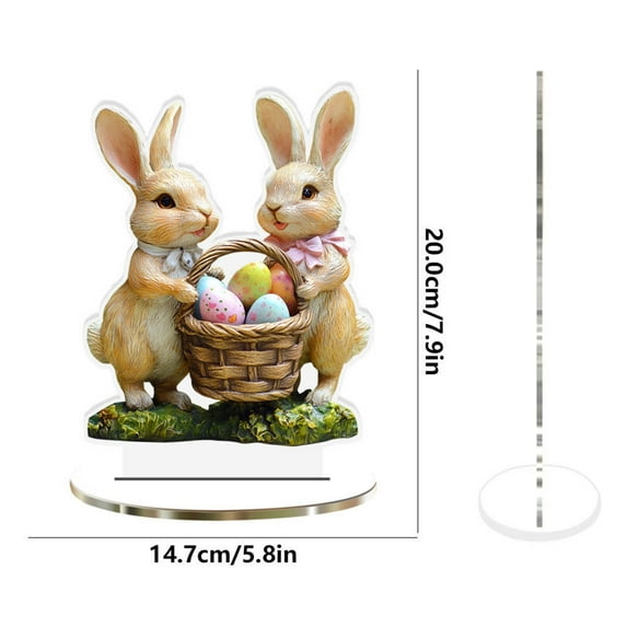 Meggemo Easter Bunny Egg Acrylic Tabletop Display Festive Hollow Ornament For Home Dining Table Coffee Table Indoor Holiday Decor