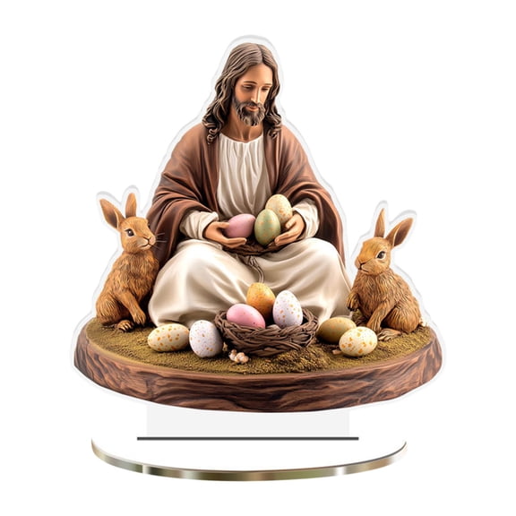 Meggemo Easter Bunny Egg Acrylic Tabletop Display Festive Hollow Ornament For Home Dining Table Coffee Table Indoor Holiday Decor