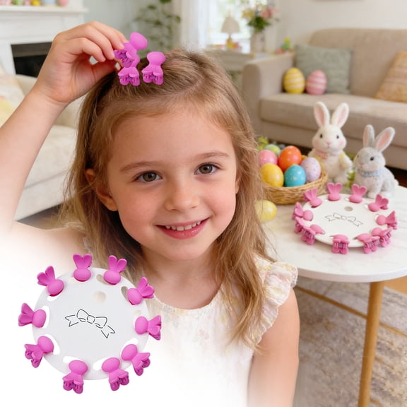 Meggemo Easter Pink Bunny Style Hair Clips Set of 10 for Girls Party Favors Festival Costume Dress Up Fun Spring Accessory Collection