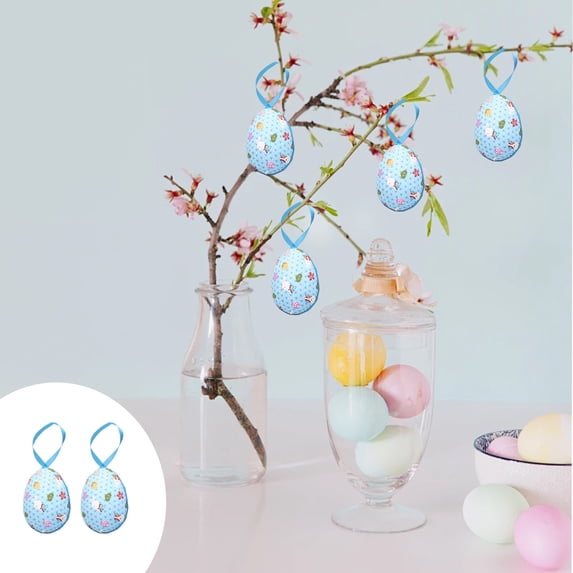 Meggemo Foam Colorful Flower Cloth Egg Shape Decoration Simulated Egg Hanging Ornament for Easter Home Decor Spring Holiday