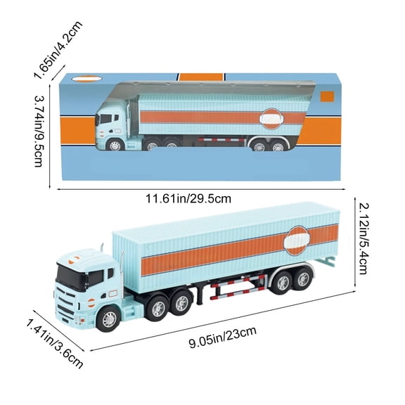Meggemo Gift 1:64 Scale Alloy Container Truck Model - Small Trailer Design, Decorative Ornament for Home & Display, Collectible Toy Gift