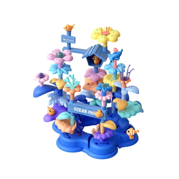 Meggemo Gift All-Age Garden Building Toy Set - 2-in-1 Building Blocks & Flower Arrangement Kit, Educational Assembling Toy for Creative Play